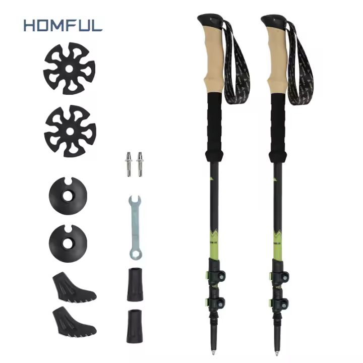 Palos de Senderismo Nórdicos Nuevos 195g/pc Alpenstock Telescópico Ultraligero Premium Carbono Ajustables con Bloqueo Rápido - 1