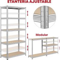 180x90x40cm - 5 Baldas |   Estanterías de almacenamiento para cocina, despensa y garaje |   Estantería metálica galvanizada |   Estantería Resistente 875kg - details 4
