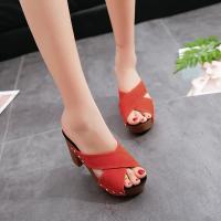 Sandalias de Verano para Mujer Zapatos Cuadrados de Tacón Alto con Plataforma Aterciopelada - details 4
