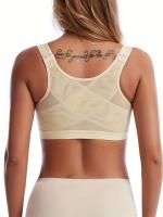 Sujetador Deportivo Sólido, Sujetador Íntimo Transpirable Sin Cables Con Cierre Frontal Push Up, Lencería Y Ropa Interior Para mujer - details 8