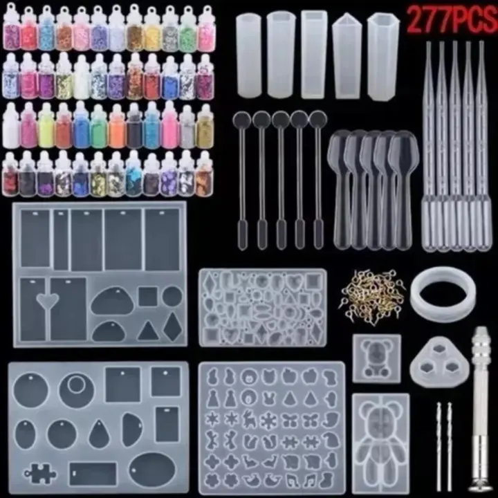 Molde De Resina Para Joyas, Silicona, Fundición epoxica, 277, Colgante De Goma Espejo, juego De herramientas Diy - 1
