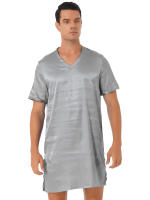 Camisón de satén para hombre y mujer, ropa de dormir de manga corta con cuello en V, ropa de dormir para el hogar, ropa de dormir con abertura lateral, albornoz para dormir - details 29