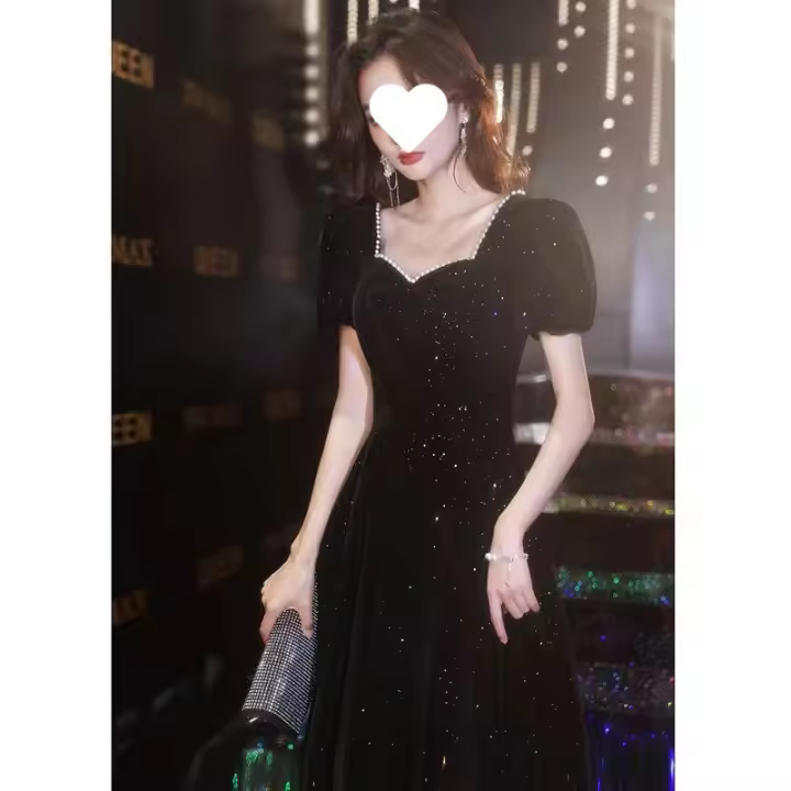 Elegante Vestido de Noche Negro Talla Grande, 200lbs, Banquete, Sozialita, Lujo Ligero, Examen de Arte de Moda Francés - 1