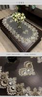 Mantel de té, mantel para mesa de comedor, forma ovalada, blanco, europeo, flor bordada de poliéster, decoración de sala de estar - details 5