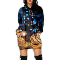 Vestido con Capucha de Manga Larga Estilo Casual para Mujeres Vestido Impreso para Fiesta de Navidad y Año Nuevo - details 2