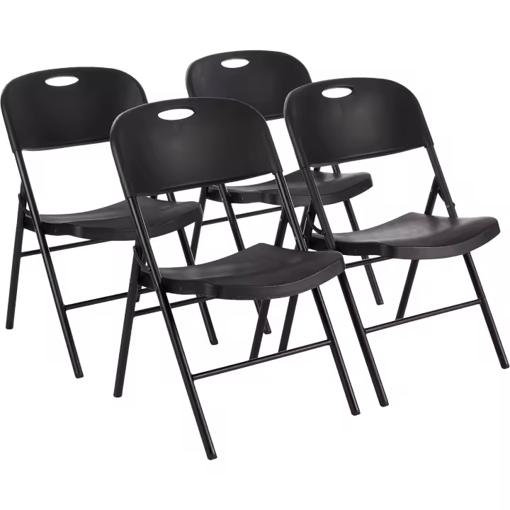 Juego de 2/4 sillas plegables de plástico y metal, sillas de camping, sillas de cocina, para interiores y exteriores, hasta 158 kg - 1