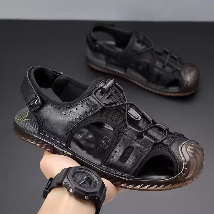 Sandalias de los hombres de cuero Baotou Casual zapatos de playa de los hombres de verano al aire libre deportes río seguimiento fresco zapatillas antideslizantes zapatos de los hombres - 1