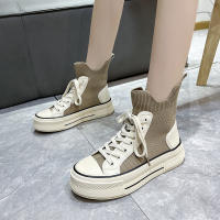 Calcetines elásticos transpirables de punto botas de suela gruesa casual de tubo corto zapatos individuales de caña alta - details 44