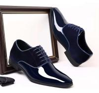 Nuevos zapatos británicos versátiles de talla grande para negocios formales cruzados con puntas brillantes de cuero para hombre - details 10