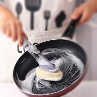 Cepillo líquido recargable, esponja de limpieza, dispensador de mango largo, herramienta de limpieza con lavado de platos y jabón - details 0