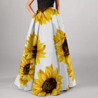 Falda Bohemia Floral aline para mujer, maxifalda larga con bolsillo para playa, vestido de fiesta de cintura alta, swing grande, Verano - details 6