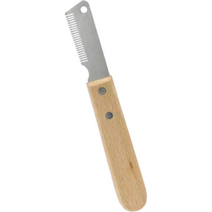 Cuchillo profesional para pelar perros, herramienta ergonómica con mango de madera para pelar a mano, ideal para Border Terrier, herramienta de aseo para mascotas, mango ergonómico de madera (derecha) - 1