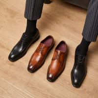 Nuevos zapatos de cuero de moda para hombres y zapatos formales casuales sólidos de goma Oxford - details 1