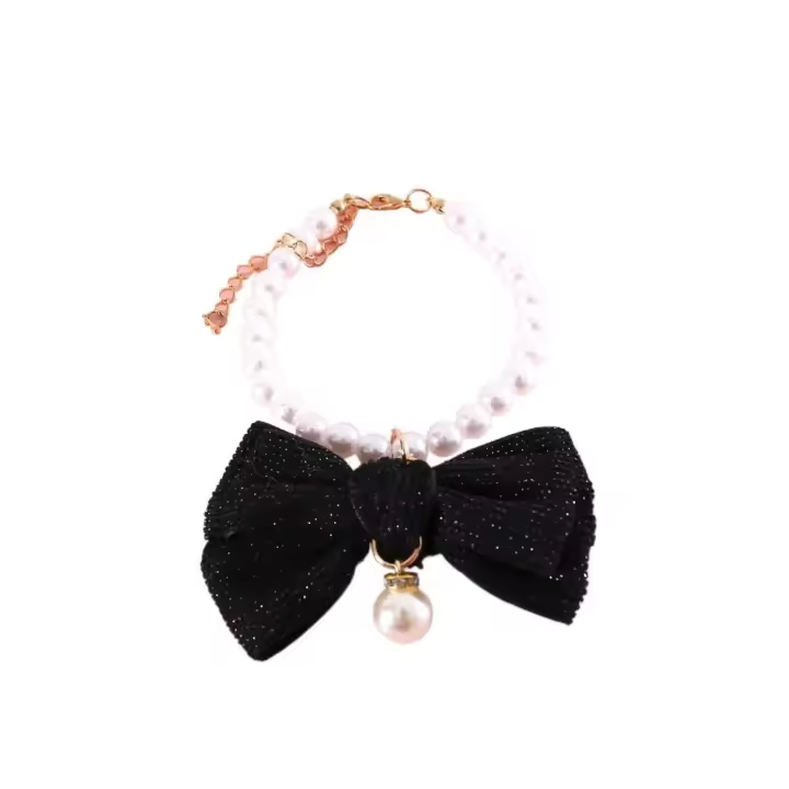Suministros para mascotas, Collar ajustable para mascotas, perlas de imitación con campana, Collar para mascotas, bonito Collar para gatos antiasfixia para mascotas - 1