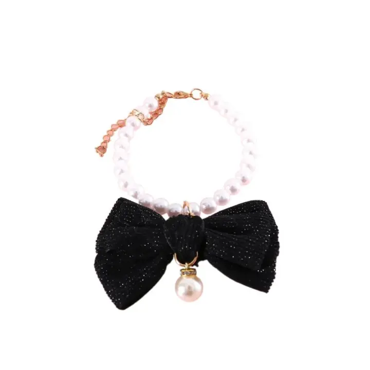 Suministros para mascotas, Collar ajustable para mascotas, perlas de imitación con campana, Collar para mascotas, bonito Collar para gatos antiasfixia para mascotas - 1