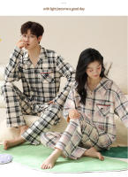 Pijamas 100% Algodón Estilo Casual para Hombre y Mujer Conjunto de 2 Piezas - details 8