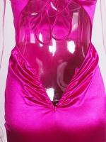 Elegante Vestido de Satén Largo Crujientes de Dos Piernas, Sin Mangas, Cuello en V, Espalda Desubida para Fiestas de Noche y Graduación - details 14