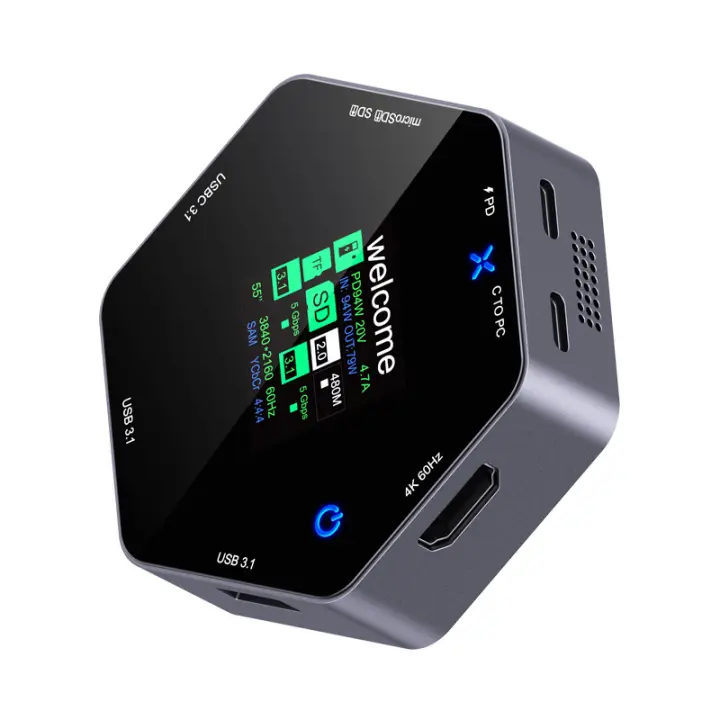 Hub USB 3.1 con pantalla inteligente 8 en 1 para computadora - 1