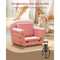 Sofá inflable para niños pequeños, extra grande de 38,6 x 27,6 x 28,4 pulgadas, sofá convertible 2 en 1 para niños pequeños, sofá portátil con felpa para niños y niñas, hogar y campamento (rosa) - details 6