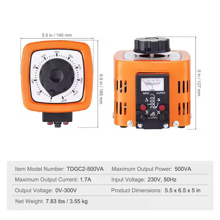 SucceBuy Transformador de voltaje variable automático, fuente de alimentación con regulador de voltaje de CA con fusibles y control térmico para el hogar, la industria, la oficina, certificado CE - 1