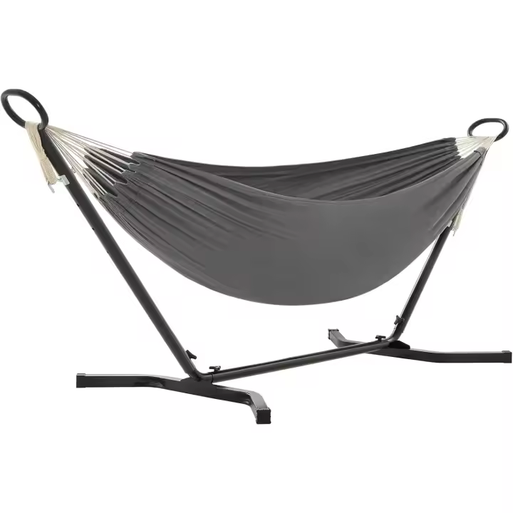 Hamaca con Soporte Portátil de Metal 210 x 150 cm, 5 Alturas Ajustables, Carga de 240 kg, Para Patio y Jardín - 1