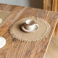 Manteles antideslizantes tejidos a mano con flecos de yute resistentes al calor para una sola persona, cojines para tazas de té, mesa de comedor interior - details 2