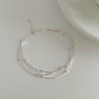 Saiyna Korean S Pure Pulsera de cuentas espaciadoras de hueso de serpiente de tres capas para mujer, joyería simple en capas, accesorios de plata - details 7