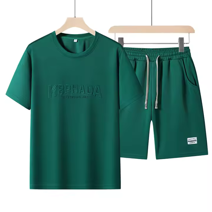 Traje casual de verano para hombre Traje corto con camiseta - 1