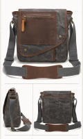 Bolso cruzado de viaje antirrobo para hombre y mujer, bandolera de cuero de estilo Vintage, de lona encerada, impermeable - details 14