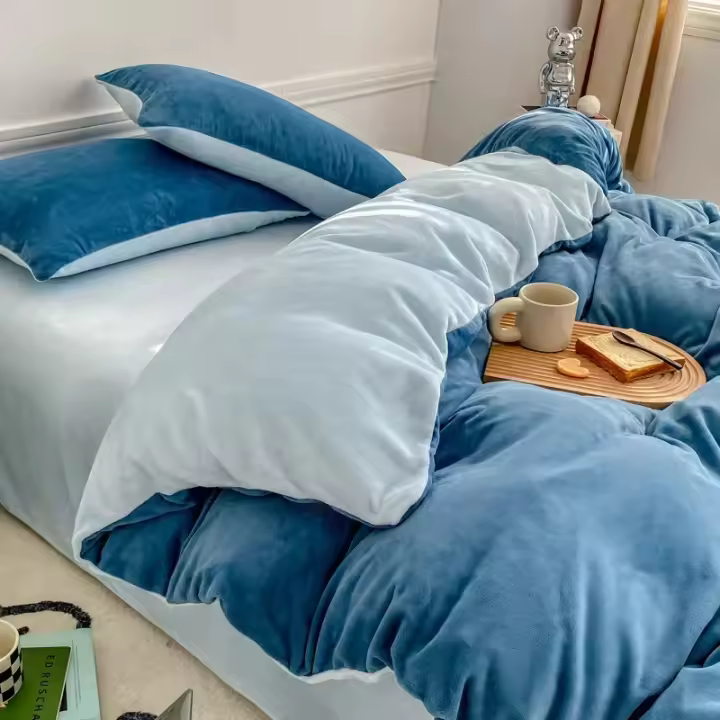 Funda de Edredón de Terciopelo Suave Sin Fundas de Almohada Color Sólido Cubierta de Edredón Cálida para Invierno Espesada Tamaño 150x200/220x240cm - 1
