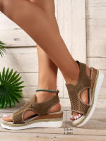Sandalias de plataforma de malla para mujer, zapatos de cuña con punta abierta, ligeros e informales, novedad de verano - details 7