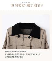 Abrigo de mujer con solapas de otoño e invierno, cárdigan largo de punto a cuadros con doble botonadura y bolsillos grandes, 100% de lana pura, 2024 - details 9
