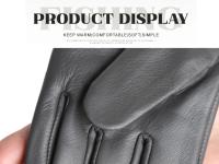 Guantes de piel de oveja para mujer, manoplas cortas de terciopelo fino para pantalla táctil, de cuero, de buena calidad, para invierno, 2226 - details 158
