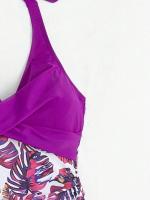 Traje de baño de bikini con lazo ajustado y estampado multicolor de una pieza de nuevo estilo para mujer con sensación de alta gama - details 20