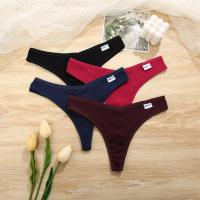 4 Uds., ropa interior lisa de algodón a rayas para mujer, bragas sexis con cintura en V, Tanga para mujer, Bikini cómodo y suave con espalda en T, M-XL - details 9