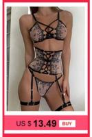 Lencería erótica, ropa interior sexy de encaje hueco, conjuntos exóticos transparentes, conjunto sensual de sujetador y bragas con aros con ligas - details 5