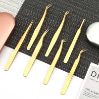 Pinzas de alta precisión para extensiones de pestañas, pinzas de acero inoxidable de alta precisión para pelo encarnado, cejas - details 6