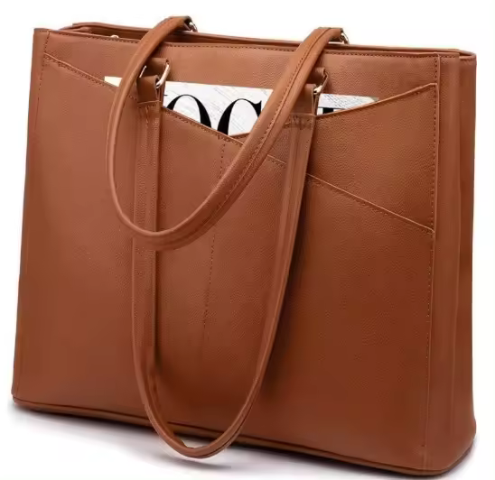 Bolso de Tote de Cuero Impermeable 15.6 Pulgadas Bolso de Oficina de Negocios para Mujeres - 1