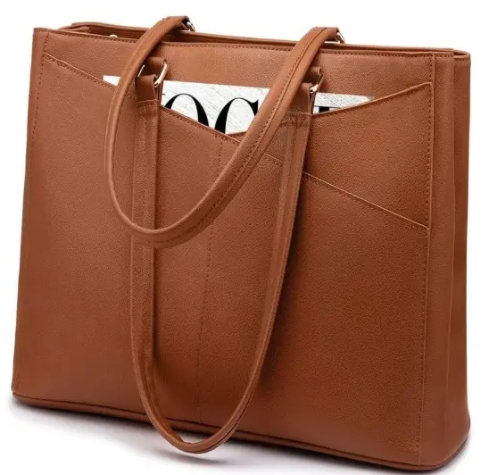 Bolso de Tote de Cuero Impermeable 15.6 Pulgadas Bolso de Oficina de Negocios para Mujeres - 1