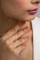 Collar Cruz EWENSOO de Metal Plateado 14K Colgante Delicado con Caja Collar Simple y Lindo para Mujeres - details 3