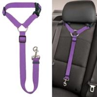 Correa de Seguridad para Coche para Mascotas Dos en Uno, Color Sólido, Ajustable para Asiento Trasero, Material de Nailon - details 1