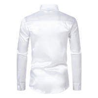 Camisa de vestir de satén de lujo para hombre, esmoquin liso de seda a la moda, informal, para boda, fiesta, graduación y oficina - details 32