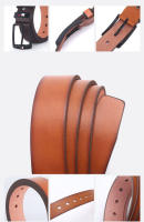 Cinturón de aleación de cuero PU para hombre, cinturón con hebilla cuadrada, color negro, café y marrón, para negocios y ocio, a la moda, 2023 - details 1