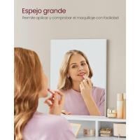 Mesa de Maquillaje con Espejo Grande, Gabinete con 2 Cajones y 3 Compartimentos, Estilo Moderno, Blanco - details 4
