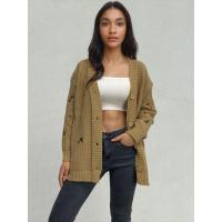 Suéter de punto suelto con cuello en V para mujer, ropa de abrigo bordada, estética, recién llegado - details 11