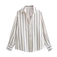 OUWU- Bazaleas Store Camisas y blusas elegantes Traf Camisa linda con estampado floral para mujer Blusa oficial con botones de satén - details 1