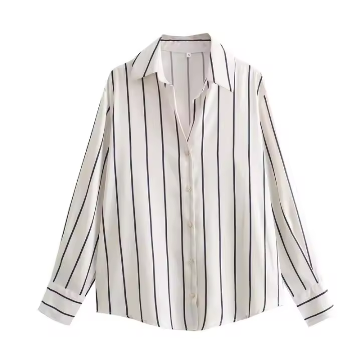 OUWU- Bazaleas Store Camisas y blusas elegantes Traf Camisa linda con estampado floral para mujer Blusa oficial con botones de satén - 1