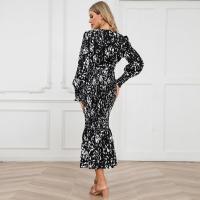 Elegante Vestido de Cuerpo Ajustado con Cuello en V Estampado Ajustado para Mujeres - details 12