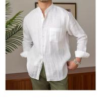 Camisa de Lino para Hombre Verano 2025 Cuello Henley Elegante Manga Larga Transpirable - details 23