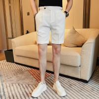 Pantalones cortos de estilo británico para hombre, Shorts informales hasta la rodilla de alta calidad, 4 colores, de lujo, ajustados, de negocios - details 3